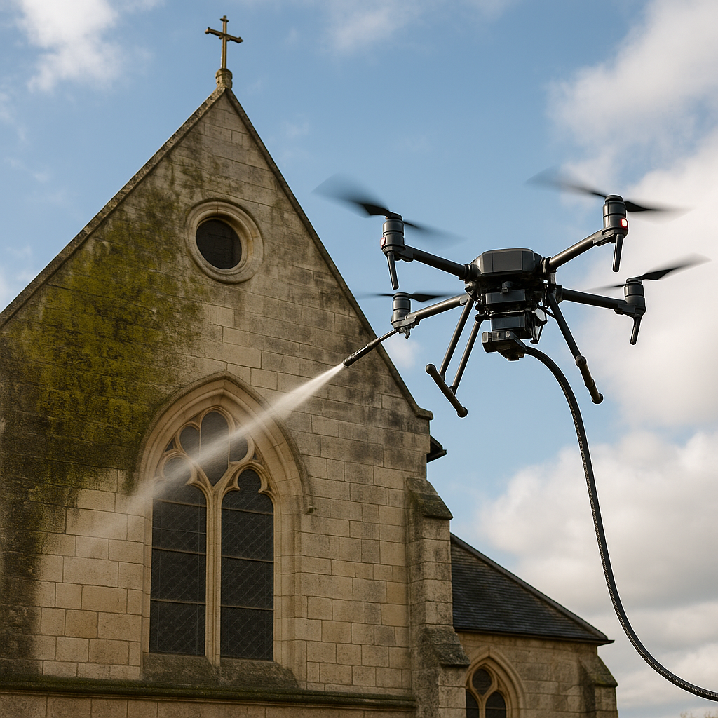 Démoussage façade église